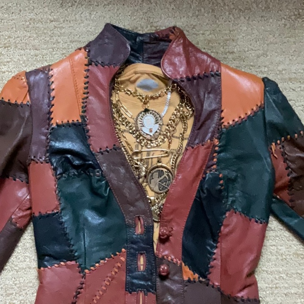Vintage 73-74 Patchwork XS Leather Jacket Elevated T Shirt Look - Jacket ONLY